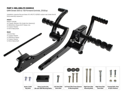 GMA Forward Controls by BDL. Black Finish. Fits Street 500 2016-2020.