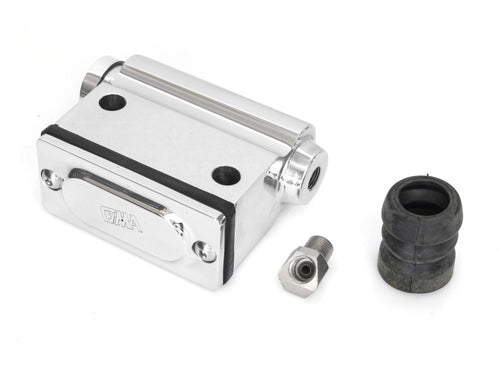 Lockheed Style Rear Brake Master Cylinder - Chrome. Fits Big Twin 1973-1979 with Disc Brake.