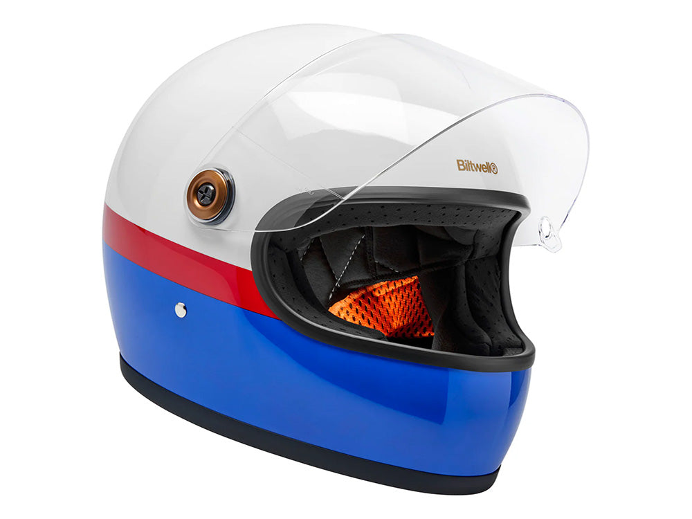 Gringo S Helmet - Apex Gloss White, Red & Blue. Size XX-Large with ECE R22.06 Compliance
