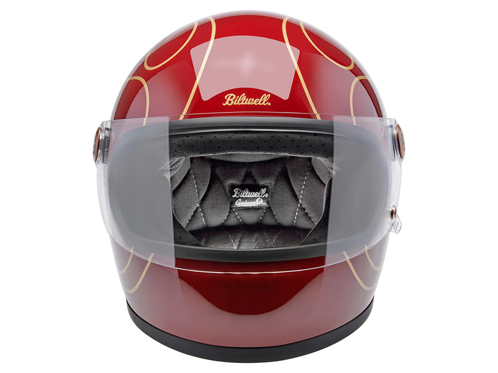 Gringo S Helmet - Gloss Garnet Red with Flames. Size X-Large with ECE R22.06 Compliance