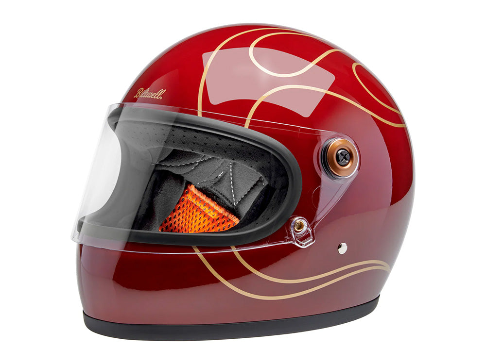 Gringo S Helmet - Gloss Garnet Red with Flames. Size X-Large with ECE R22.06 Compliance