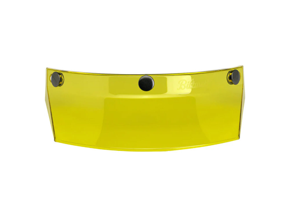 Moto Visor - Yellow Translucent. Fits Gringo Helmets & Most Helmets With 3 Studs Along The Top