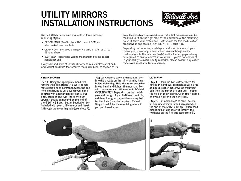 Teardrop Utility Mirrors - Satin Black. Left and Right Set