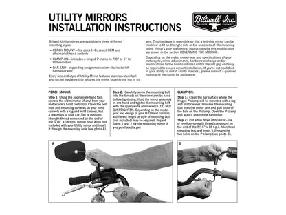 Teardrop Utility Mirrors - Satin Black. Left and Right Set