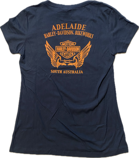 Adelaide Harley-Davidson Womens Outline B&S V Tee
