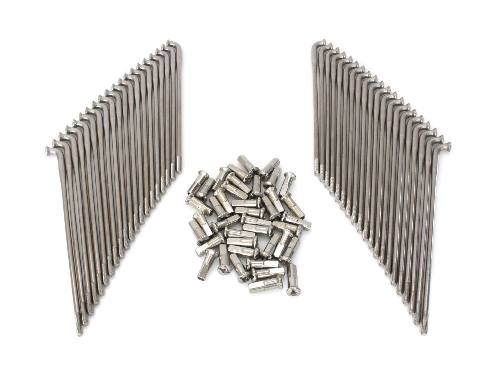 16in. Heavy Duty Spokes - Stainless Steel. Fits Original Style H-D Deep Drop Center Rim when used in conjunction with 1997up H-D style Rear Hub or H-D Style Wide Glide Front Hub.