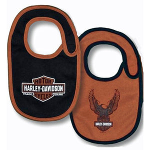 Harley-Davidson Baby Boy's 2 Pack Bar & Shield Knit Bibs (Orange/Black)