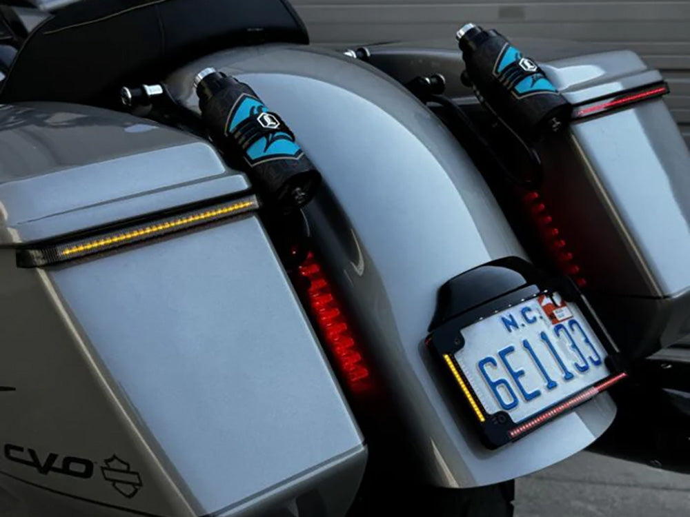 Sequential Low Profile Bagz Saddlebag Lights. Red Run/Brake, Amber Turn with Smoke Lens. Fits Touring 2026up