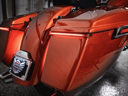 Sequential Low Profile Bagz Saddlebag Lights. Red Run/Brake, Amber Turn with Smoke Lens. Fits Touring 2026up