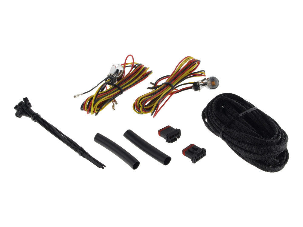 Micro Bullet Dual Function Rear Turn Signals - Red Brake & Amber Turn - Chrome.