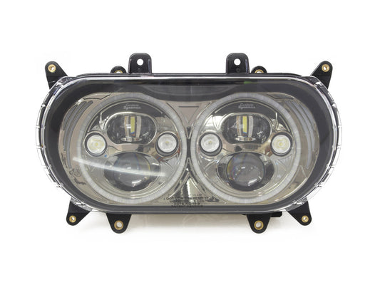 Dual LED HeadLight Kit with Integrated DRL Halos with Amber Turn Signals. Fits Road Glide 2015-2023