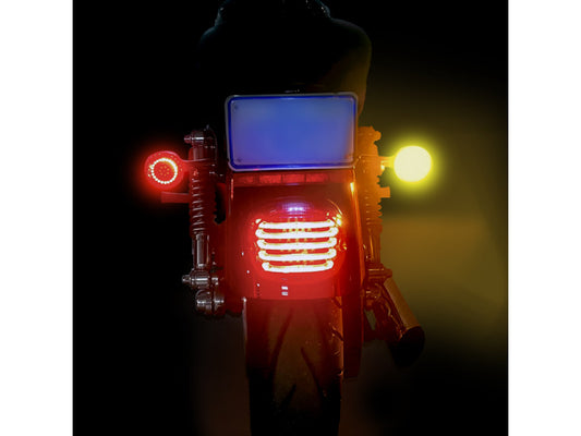 Genesis 4 LED Rear Turn Signal Inserts. Amber Turn with Red Run/Brake. Fits most 2002up Models.