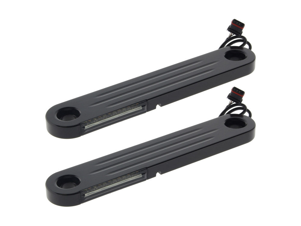 LED Dynamic Strips. Amber Turn with White Run - Black Finish. Fits Street Glide 2014up.