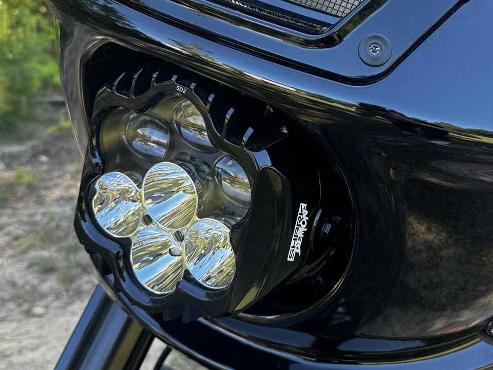 Shark Demon LED Headlight Kit - Black. Fits Softail Low Rider ST & El Diablo 2022up