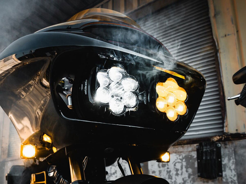 Shark Demon 2 Performance LED Headlight Kit - White & Yellow. Fits Road Glide 2015-2023