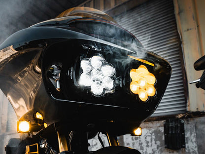 Shark Demon 2 Performance LED Headlight Kit - White & Yellow. Fits Road Glide 2015-2023