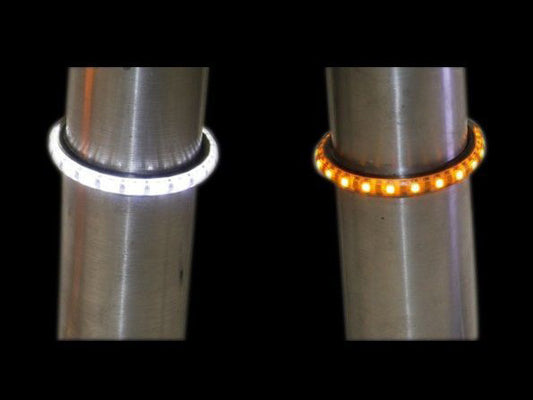 49mm Fork TruWrapz. Amber Turn, White Run with Smoke Lens.