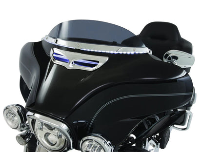 Horizon LED Windshield Trim with Sequential Amber Turn, White Run & Smoke Lens - Chrome. Fits Touring 2014-2023