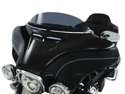 Horizon LED Windshield Trim with Sequential Amber Turn, White Run & Smoke Lens - Black. Fits Touring 2014-2023