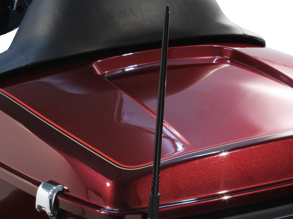 High Caliber 8in. Flexible Aluminum Antenna - Black. Fits HD Touring 1989up, Indian Touring 2014up & Victory Touring 2010-2017