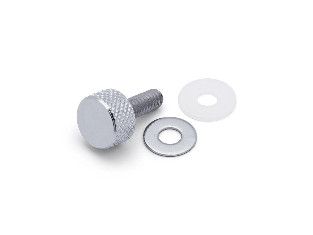 1/4in.-20 Knurled Seat Mount Screw - Chrome. Fits H-D 1996up