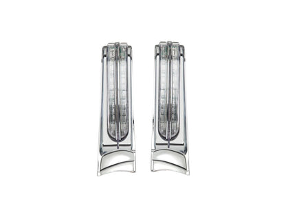 LED Filler Panel Lights. Red Run & Brake with Amber Turn and Chrome Housing. Fits Ultra & Road King Touring Models 2014-2024 & Street/Road Glide ST 2022-2023