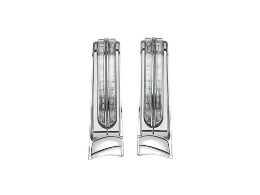 LED Filler Panel Lights. Red Run & Brake with Amber Turn and Chrome Housing. Fits Ultra & Road King Touring Models 2014-2024 & Street/Road Glide ST 2022-2023