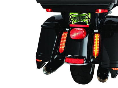 LED Filler Panel Lights. Red Run & Brake with Amber Turn and Black Housing. Fits Ultra & Road King Touring Models 2014-2024 & Street/Road Glide ST 2022-2023