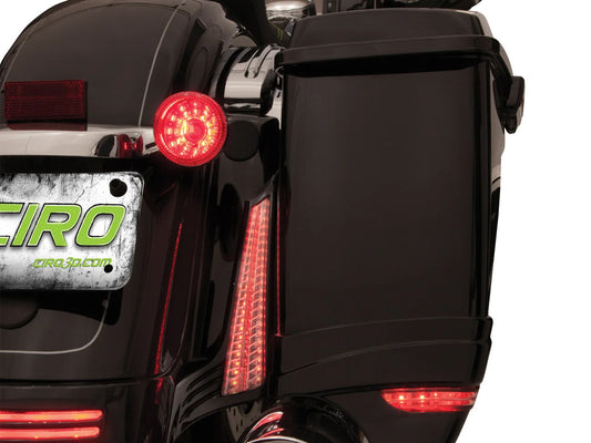 LED Fascia Filler Panel Lights. Red Run & Brake with Amber Turn and Black Housing. Fits Street Glide 2014up, Road Glide 2015up & Road King Special 2017up
