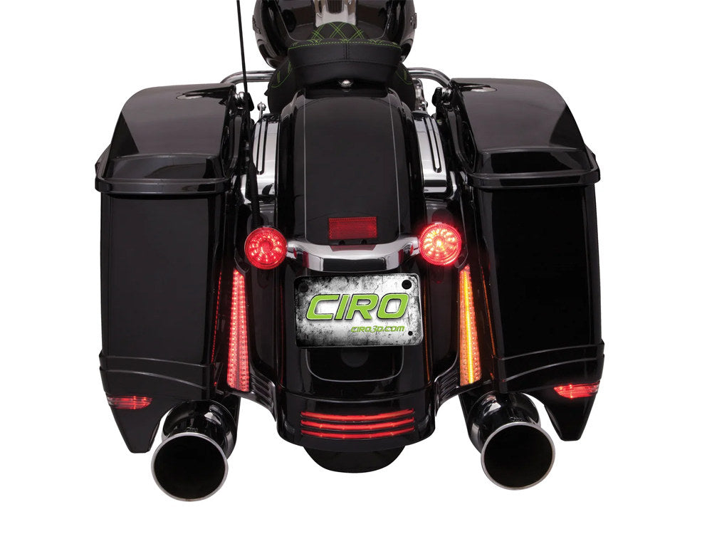 LED Fascia Filler Panel Lights. Red Run & Brake with Amber Turn and Black Housing. Fits Street Glide 2014up, Road Glide 2015up & Road King Special 2017up