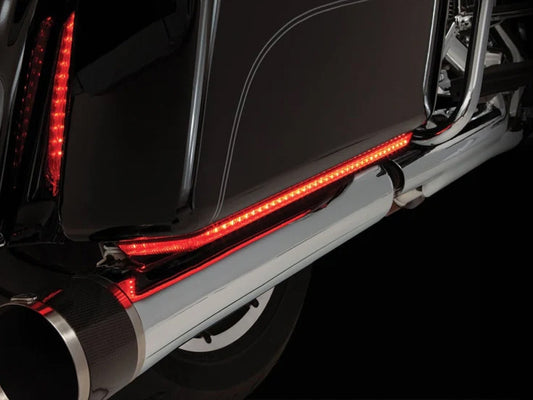 Machete Saddlebag LED Lights. Red Run, Brake & Turn with Smoke Lens. Fits Touring 2014-2023 with Standard Bags