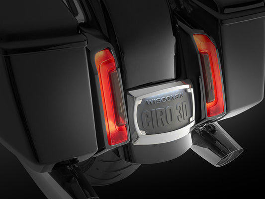 Curved Number Plate Frame with Number Plate Light Only - Chrome. Fits CVO Touring 2023up & Street Glide & Road Glide 2024up