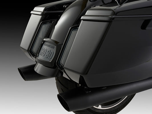 LED Fascia Filler Panel Lights. Red Run & Brake with Amber Turn and Black Housing. Fits CVO Touring 2023up, Street Glide & Road Glide 2024up, Touring 2025up