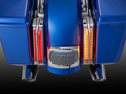 LED Fascia Filler Panel Lights. Red Run & Brake with Amber Turn and Black Housing. Fits CVO Touring 2023up, Street Glide & Road Glide 2024up, Touring 2025up