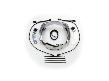 Fang LED Headlight Bezel with White Running Lights - Chrome. Fits Touring 2014-2023