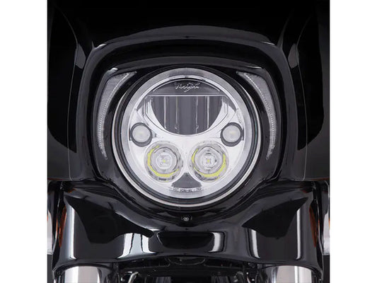 Fang LED Headlight Bezel with White Running Lights - Black. Fits Touring 2014-2023