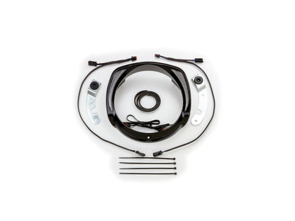 Fang LED Headlight Bezel with Amber Turn Signals & White Running Lights - Black. Fits Touring 2014-2023