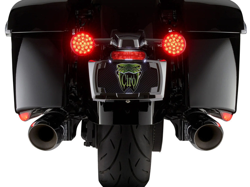 Machete Saddlebag LED Lights. Red Run, Brake & Turn with Smoke Lens. Fits Indian Touring 2019up with Hard Saddlebags