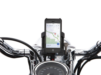 Premium Smartphone / GPS Holder with Charger - Black Clamp Suits 7/8-1in. Bars