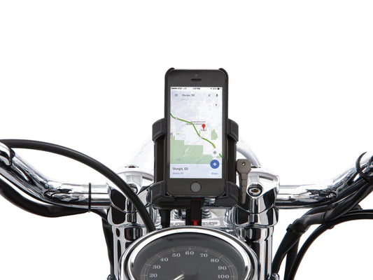 Premium Smartphone / GPS Holder with Charger - Black Clamp Suits 7/8-1in. Bars