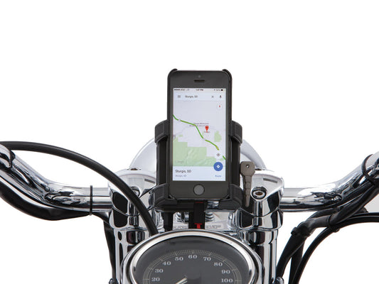 Premium Smartphone / GPS Holder with Charger - Black Clamp Suits 1-1/4in. Bars
