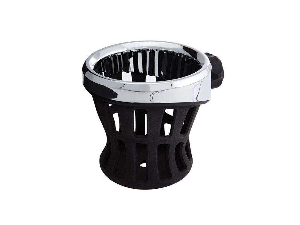 Drink Holder with Black Mirror Mount & Chrome Top Basket