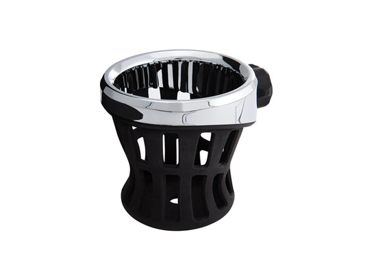 Drink Holder with Black Mirror Mount & Chrome Top Basket