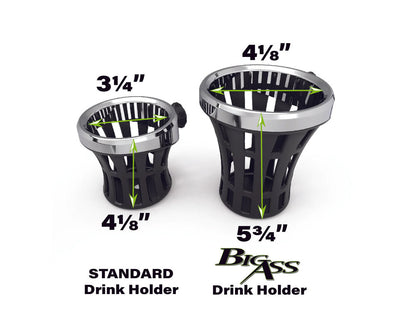 Drink Holder with Black Mirror Mount & Chrome Top Basket