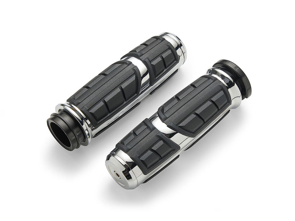Chicane Handgrips - Chrome. Fits Big Twin 2008-2024 with Throttle-by-Wire