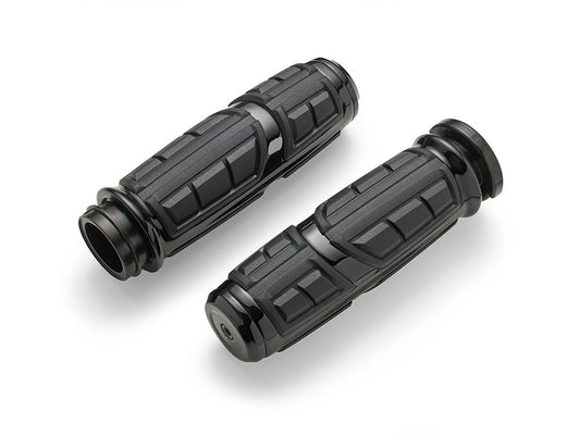 Chicane Handgrips - Black. Fits Big Twin 2008-2024 with Throttle-by-Wire