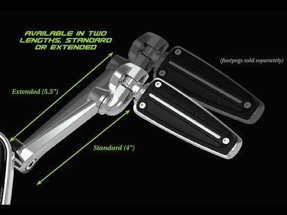 Extended Length Frame Mounted, Adjustable Cruise Arm Highway Peg - Black. Fits Touring 2009up