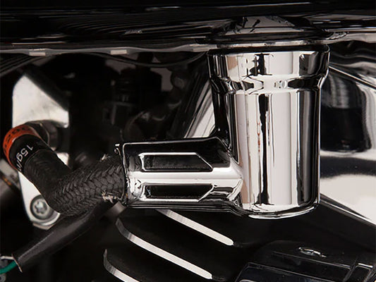 Fuel Line Fitting Cover - Chrome. Fits Fuel Injected Twin Cam 2001-2017 & Sportster 2007-2021