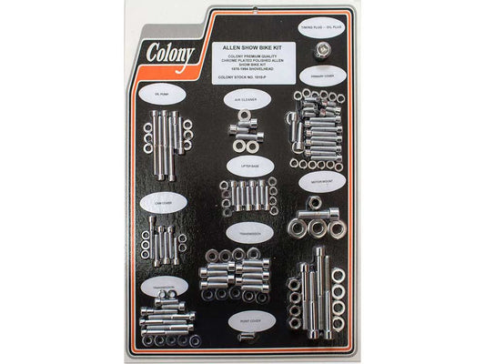 Polished Allen Head Show Bike Kit - Chrome. Fits Big Twin Shovel 1978-1984.