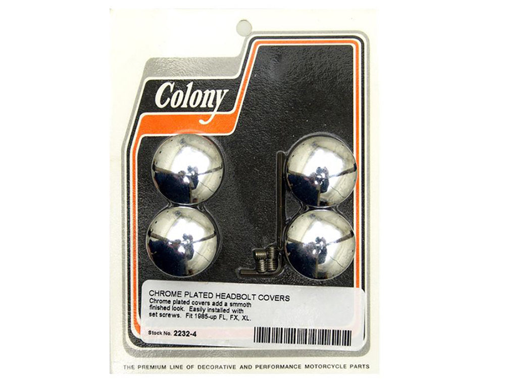 Smooth Head Bolt Covers - Chrome. Fits Big Twin 1985-2017 & Sportster 1986-2021.